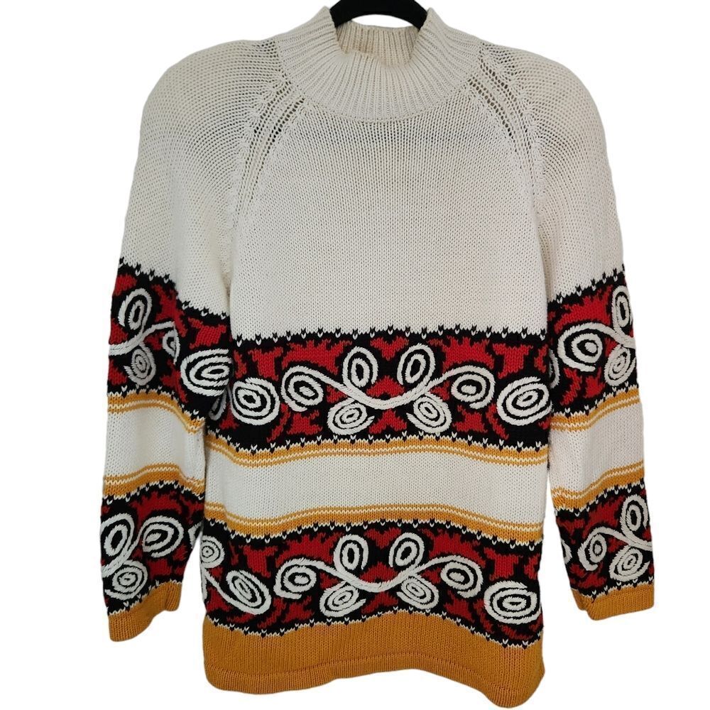 MixIt VINTAGE Womens Heavy Knit Sweater Oversized Patterned Size Small